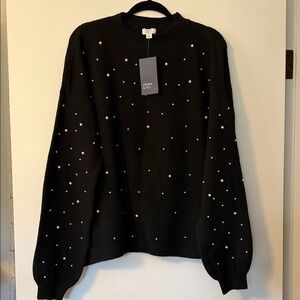 Crown & Ivy Sweater with Pearl Accents